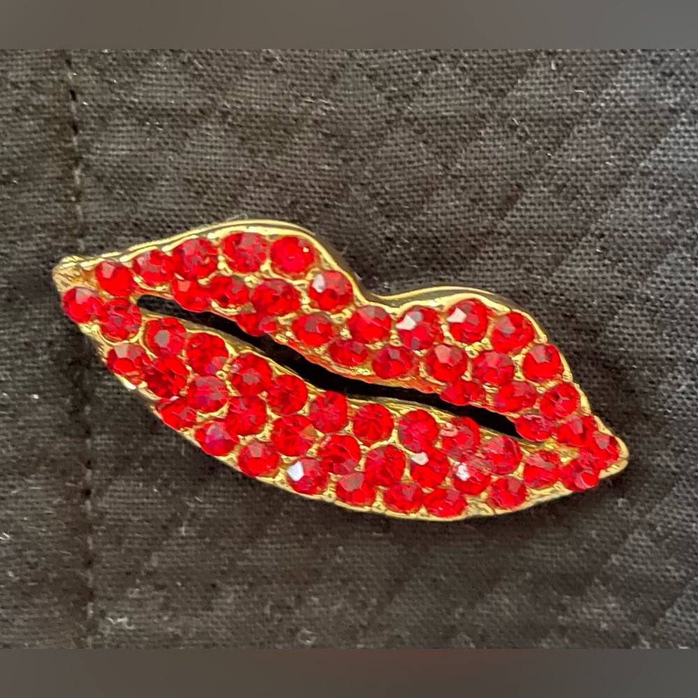 Vintage WAYNE CLARK Jewelled Lip Black and Red Tailored Blazer - Picture 3 of 10
